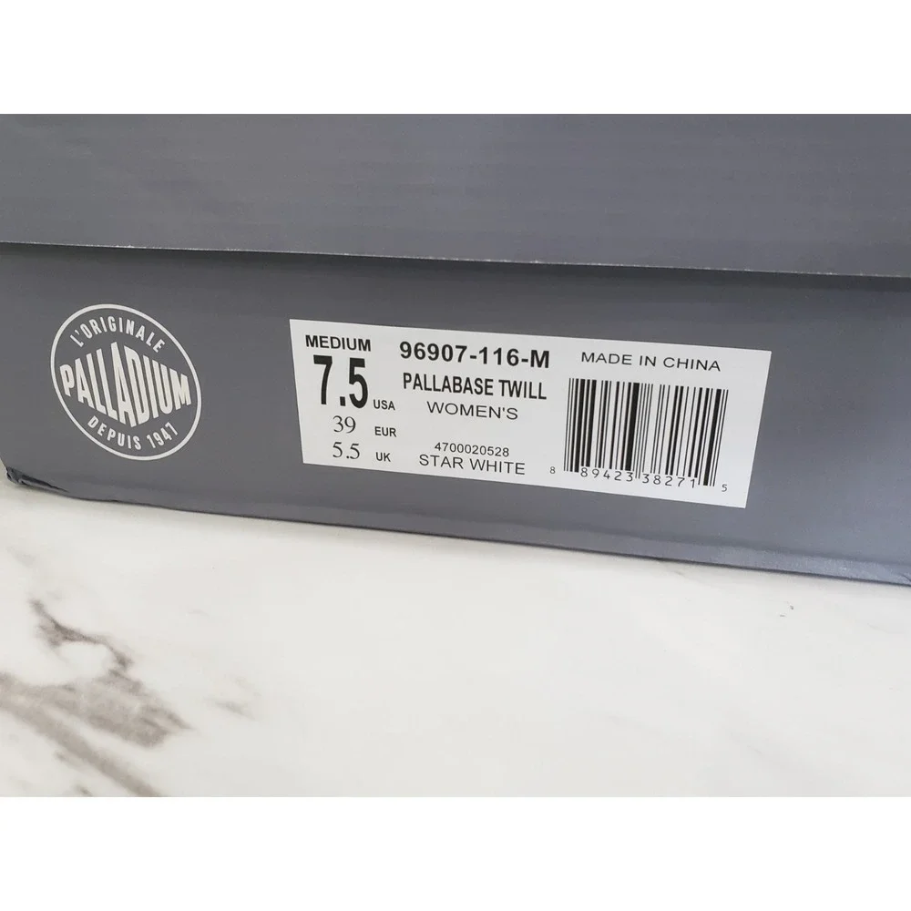 NEW 7.5 PALLADIUM  Pallabase Twill Star White‎ Platform Side-Zip Boots Sneakers